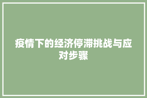 疫情下的经济停滞挑战与应对步骤 疫情下的经济停滞挑战与应对步骤