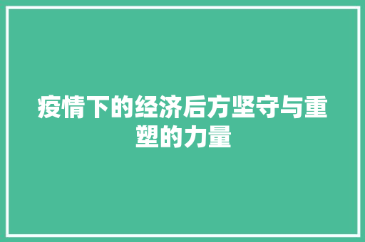 疫情下的经济后方坚守与重塑的力量 疫情下的经济后方坚守与重塑的力量
