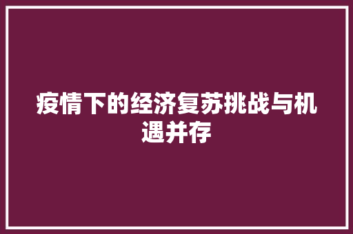 疫情下的经济复苏挑战与机遇并存 疫情下的经济复苏挑战与机遇并存