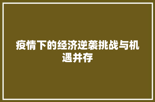 疫情下的经济逆袭挑战与机遇并存 疫情下的经济逆袭挑战与机遇并存
