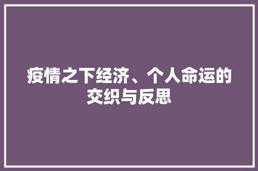 疫情之下经济、个人命运的交织与反思 疫情之下经济、个人命运的交织与反思