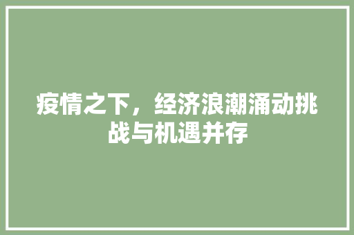 疫情之下,经济浪潮涌动挑战与机遇并存 疫情之下,经济浪潮涌动挑战与机遇并存