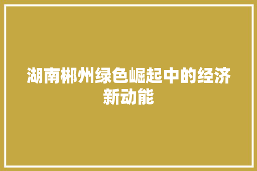 湖南郴州绿色崛起中的经济新动能 湖南郴州绿色崛起中的经济新动能