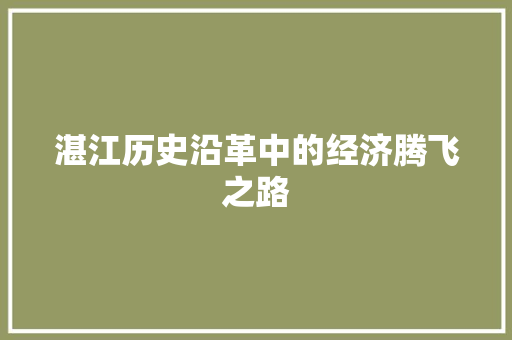 湛江历史沿革中的经济腾飞之路 湛江历史沿革中的经济腾飞之路