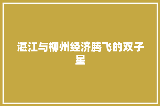 湛江与柳州经济腾飞的双子星 湛江与柳州经济腾飞的双子星