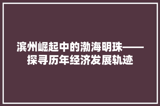 滨州崛起中的渤海明珠——探寻历年经济发展轨迹 滨州崛起中的渤海明珠——探寻历年经济发展轨迹