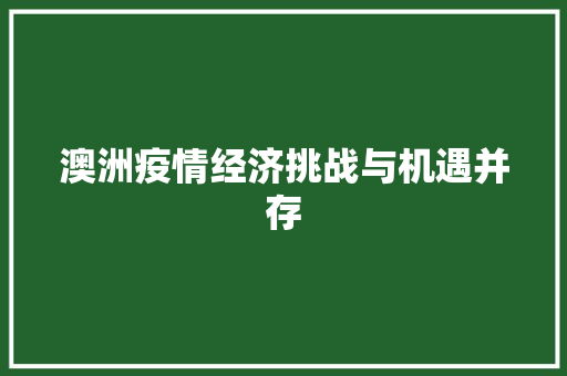 澳洲疫情经济挑战与机遇并存 澳洲疫情经济挑战与机遇并存