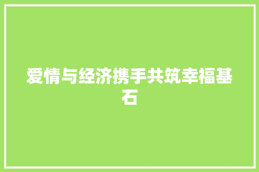 爱情与经济携手共筑幸福基石 爱情与经济携手共筑幸福基石