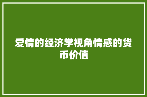 爱情的经济学视角情感的货币价值 爱情的经济学视角情感的货币价值