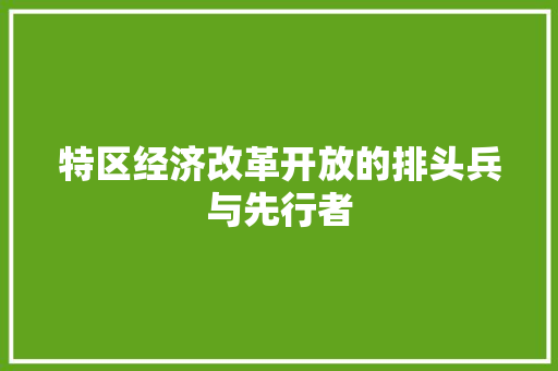 特区经济改革开放的排头兵与先行者 特区经济改革开放的排头兵与先行者