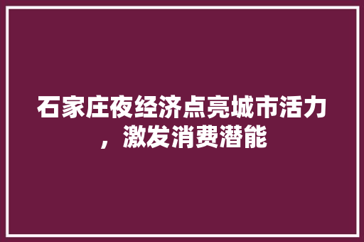 石家庄夜经济点亮城市活力,激发消费潜能 石家庄夜经济点亮城市活力,激发消费潜能