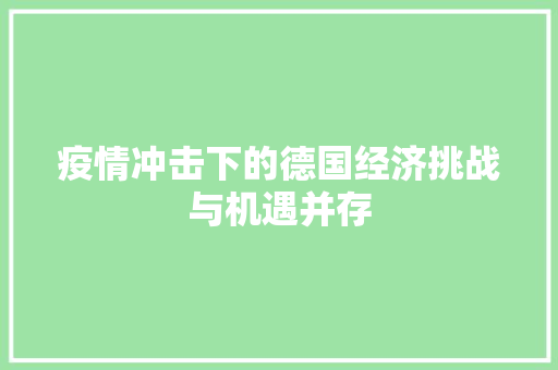 疫情冲击下的德国经济挑战与机遇并存 疫情冲击下的德国经济挑战与机遇并存