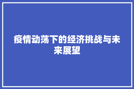 疫情动荡下的经济挑战与未来展望 疫情动荡下的经济挑战与未来展望