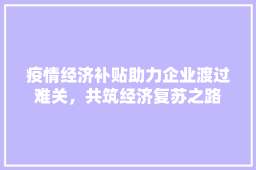 疫情经济补贴助力企业渡过难关,共筑经济复苏之路 疫情经济补贴助力企业渡过难关,共筑经济复苏之路