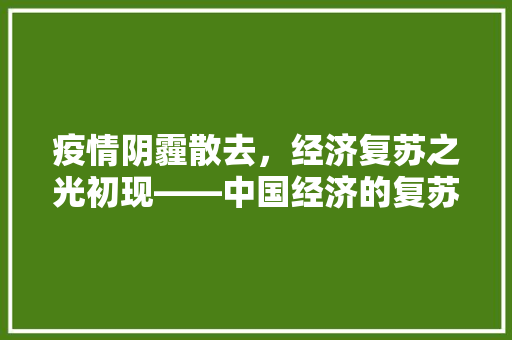 疫情阴霾散去,经济复苏之光初现——中国经济的复苏之路 疫情阴霾散去,经济复苏之光初现——中国经济的复苏之路