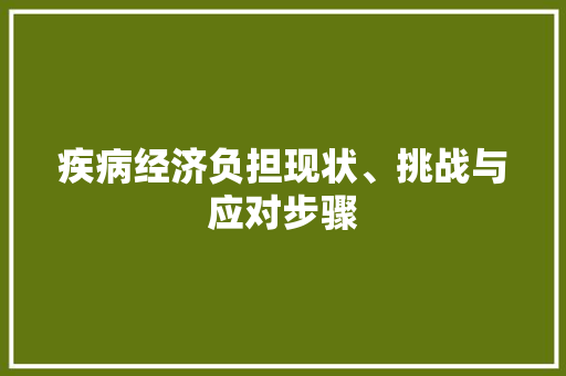 疾病经济负担现状、挑战与应对步骤 疾病经济负担现状、挑战与应对步骤