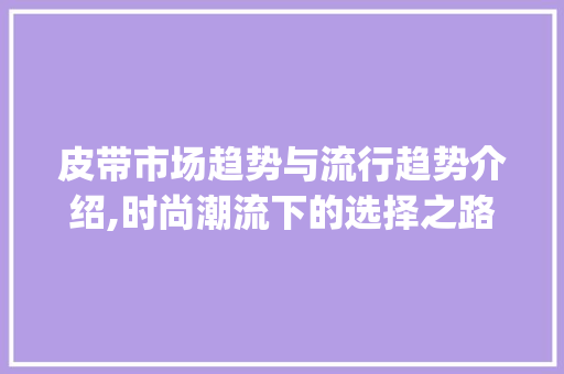 皮带市场趋势与流行趋势介绍,时尚潮流下的选择之路_皮带的市场趋势与流行趋势 皮带市场趋势与流行趋势介绍,时尚潮流下的选择之路_皮带的市场趋势与流行趋势