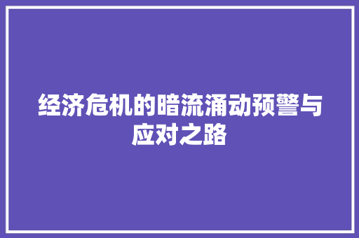 经济危机的暗流涌动预警与应对之路 经济危机的暗流涌动预警与应对之路