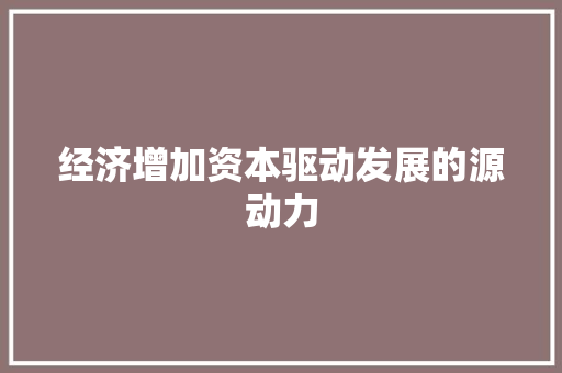经济增加资本驱动发展的源动力