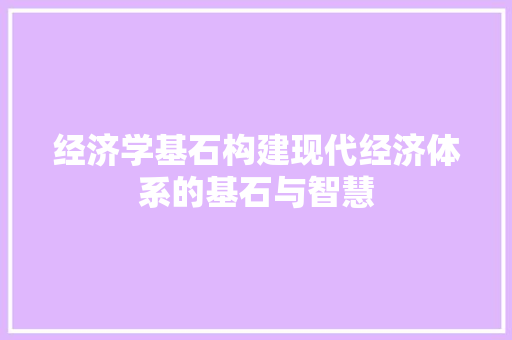 经济学基石构建现代经济体系的基石与智慧 经济学基石构建现代经济体系的基石与智慧