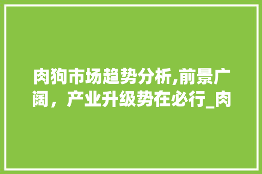 肉狗市场趋势分析,前景广阔,产业升级势在必行_肉狗市场趋势 肉狗市场趋势分析,前景广阔,产业升级势在必行_肉狗市场趋势