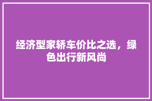 经济型家轿车价比之选,绿色出行新风尚 经济型家轿车价比之选,绿色出行新风尚
