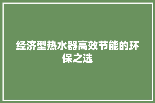 经济型热水器高效节能的环保之选 经济型热水器高效节能的环保之选