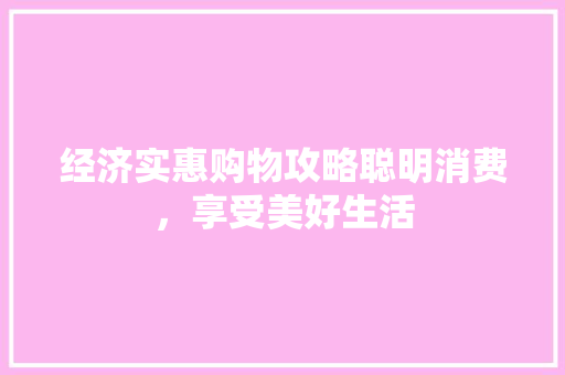 经济实惠购物攻略聪明消费,享受美好生活 经济实惠购物攻略聪明消费,享受美好生活