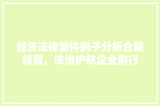 经济法律案件例子分析合规经营,法治护航企业前行 经济法律案件例子分析合规经营,法治护航企业前行
