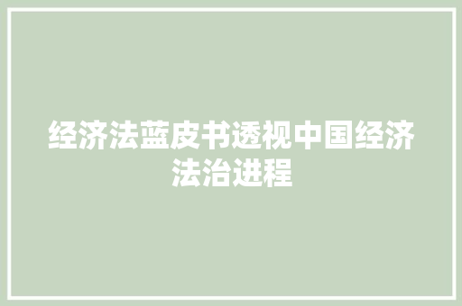 经济法蓝皮书透视中国经济法治进程 经济法蓝皮书透视中国经济法治进程
