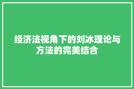 经济法视角下的刘冰理论与方法的完美结合 经济法视角下的刘冰理论与方法的完美结合