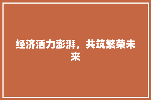 经济活力澎湃,共筑繁荣未来 经济活力澎湃,共筑繁荣未来