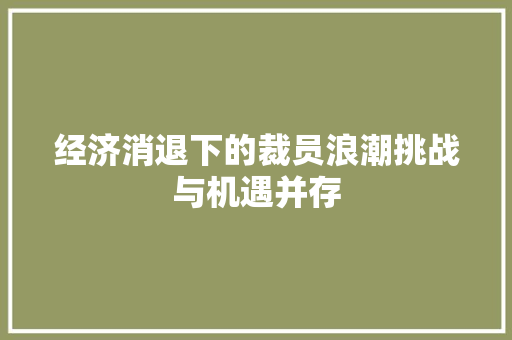 经济消退下的裁员浪潮挑战与机遇并存 经济消退下的裁员浪潮挑战与机遇并存