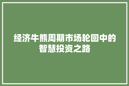 经济牛熊周期市场轮回中的智慧投资之路 经济牛熊周期市场轮回中的智慧投资之路
