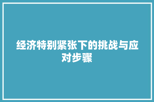 经济特别紧张下的挑战与应对步骤 经济特别紧张下的挑战与应对步骤