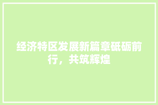 经济特区发展新篇章砥砺前行,共筑辉煌 经济特区发展新篇章砥砺前行,共筑辉煌
