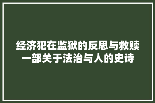 经济犯在监狱的反思与救赎一部关于法治与人的史诗