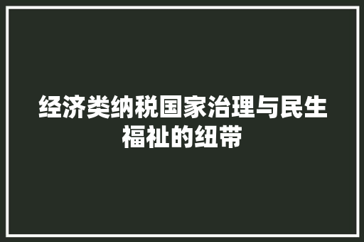 经济类纳税国家治理与民生福祉的纽带 经济类纳税国家治理与民生福祉的纽带