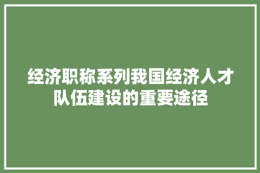 经济职称系列我国经济人才队伍建设的重要途径 经济职称系列我国经济人才队伍建设的重要途径
