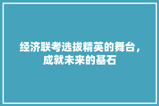 经济联考选拔精英的舞台,成就未来的基石 经济联考选拔精英的舞台,成就未来的基石