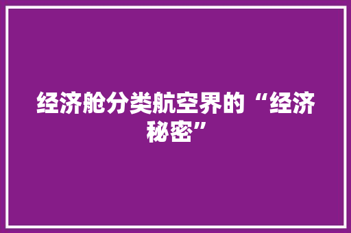 经济舱分类航空界的“经济秘密” 经济舱分类航空界的“经济秘密”