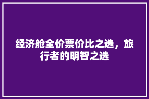 经济舱全价票价比之选,旅行者的明智之选 经济舱全价票价比之选,旅行者的明智之选