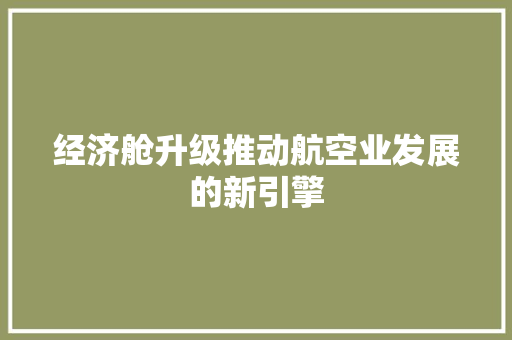 经济舱升级推动航空业发展的新引擎 经济舱升级推动航空业发展的新引擎