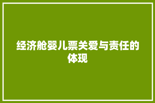 经济舱婴儿票关爱与责任的体现 经济舱婴儿票关爱与责任的体现