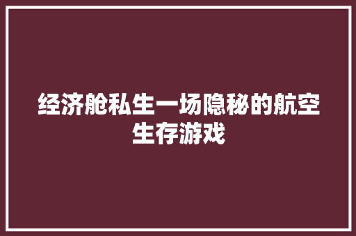 经济舱私生一场隐秘的航空生存游戏 经济舱私生一场隐秘的航空生存游戏