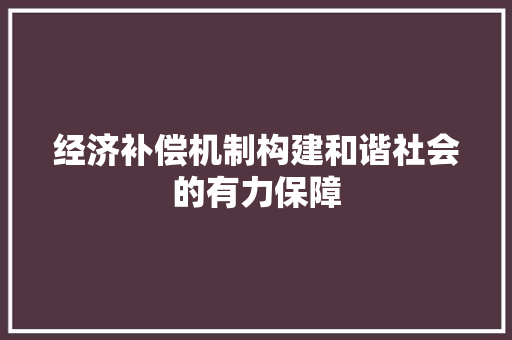 经济补偿机制构建和谐社会的有力保障 经济补偿机制构建和谐社会的有力保障