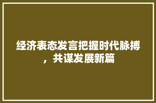经济表态发言把握时代脉搏,共谋发展新篇 经济表态发言把握时代脉搏,共谋发展新篇