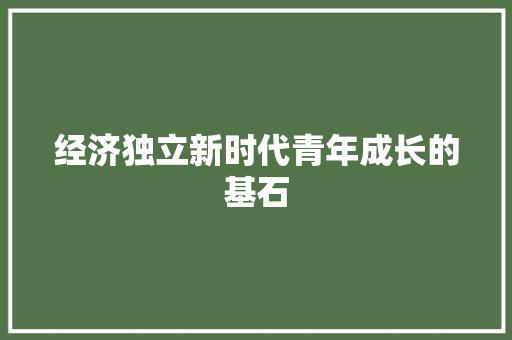 经济独立新时代青年成长的基石 经济独立新时代青年成长的基石