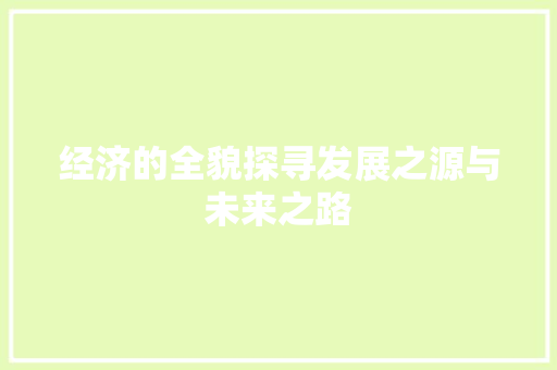经济的全貌探寻发展之源与未来之路 经济的全貌探寻发展之源与未来之路