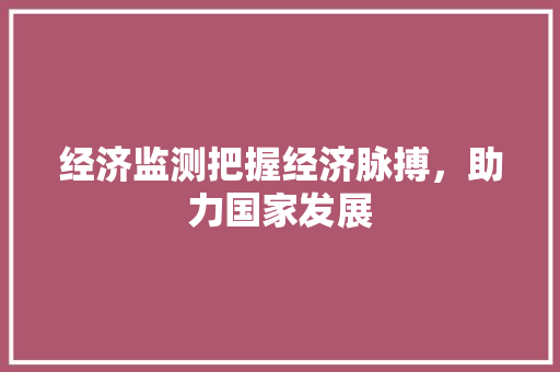 经济监测把握经济脉搏,助力国家发展 经济监测把握经济脉搏,助力国家发展